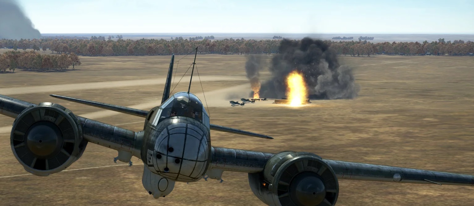 Ju-88 during an attack on airfield resource storage facilities Ju-88 during an attack on airfield resource storage facilities
