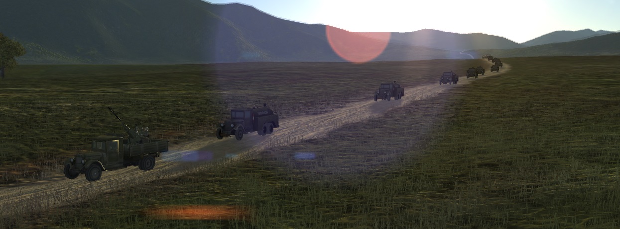 A supply convoy on the march. A supply convoy on the march.